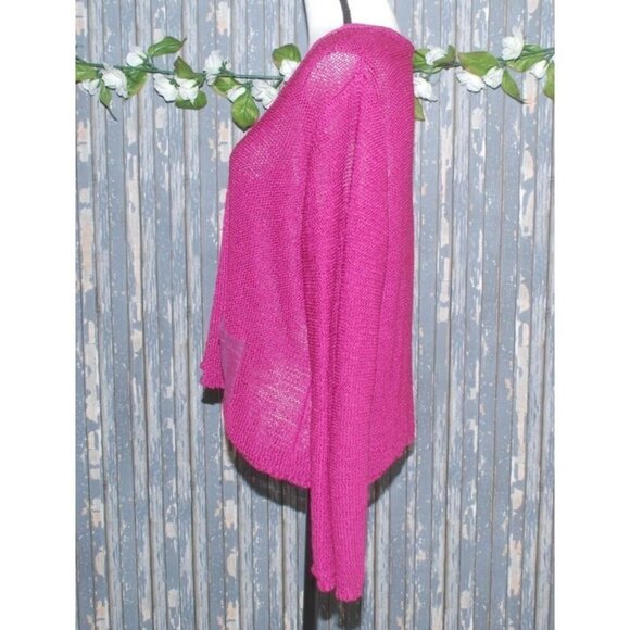 Intuitions Ladies Purple Single Button Open Front Cardigan XL Pockets Sheer - Picture 4 of 10